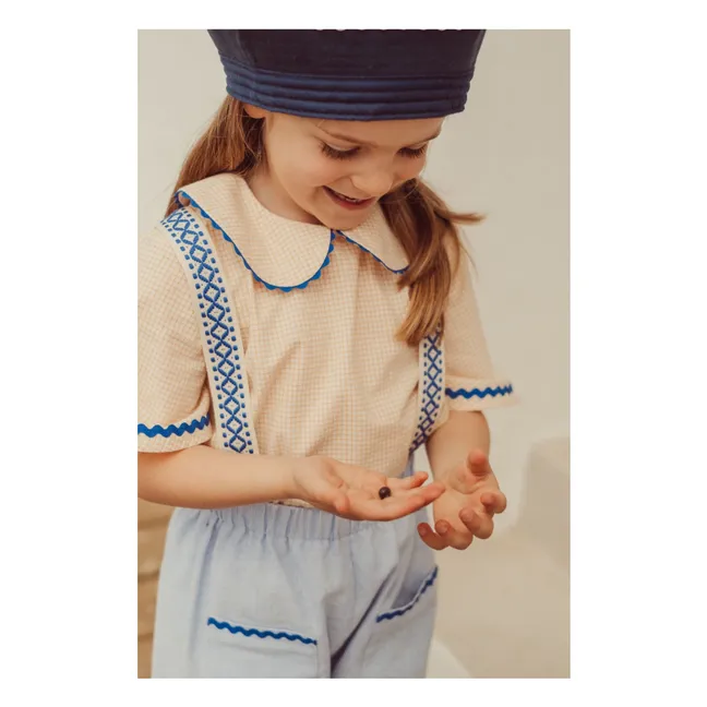Pantalon Cesária Rayé Coton Bio | Bleu