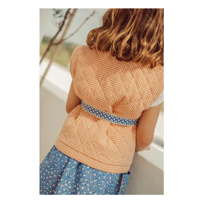 Pablo Carreaux Coton Bio Sleeveless Embroidered Jacket | Apricot