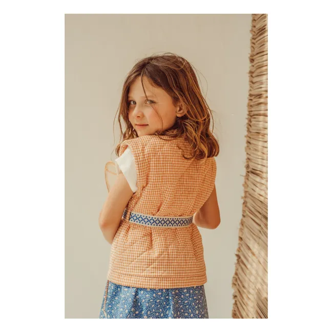 Pablo Carreaux Coton Bio Sleeveless Embroidered Jacket | Apricot