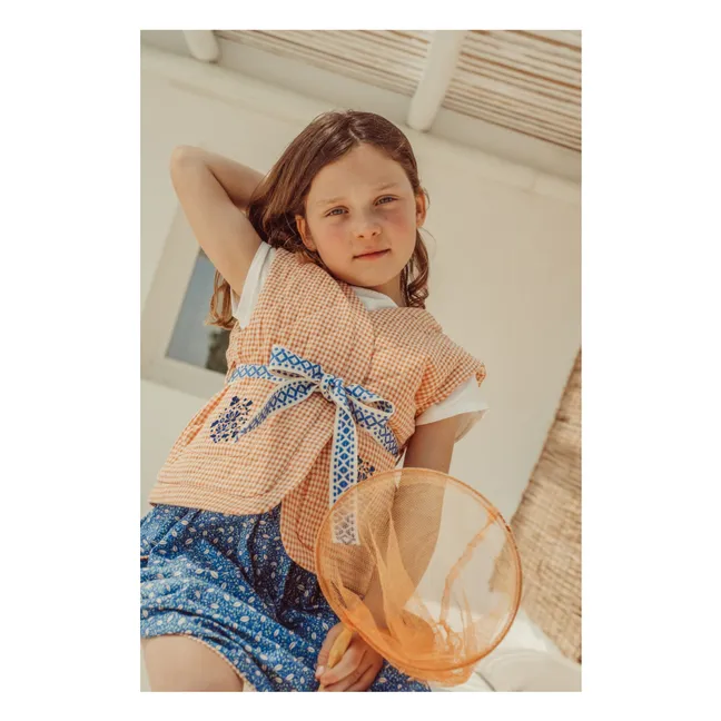 Pablo Carreaux Coton Bio Sleeveless Embroidered Jacket | Apricot