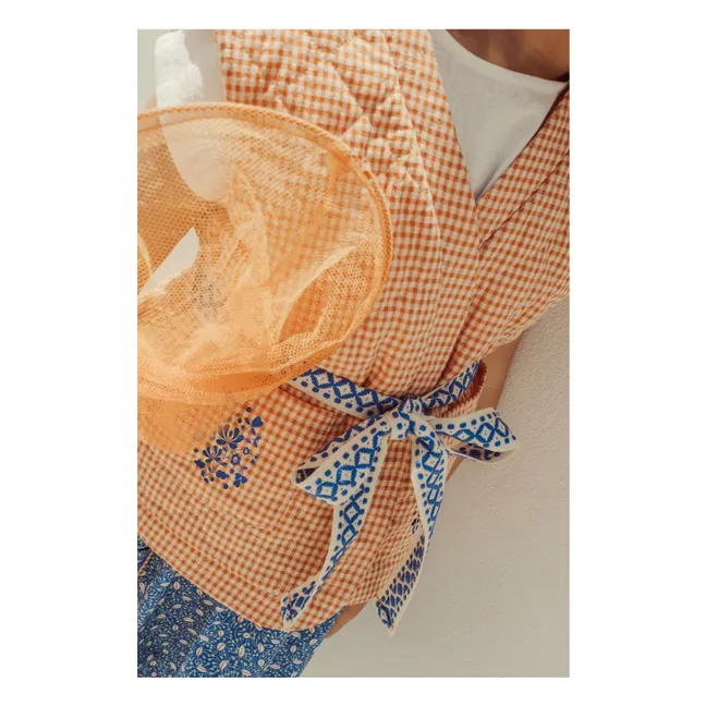 Pablo Carreaux Coton Bio Sleeveless Embroidered Jacket | Apricot