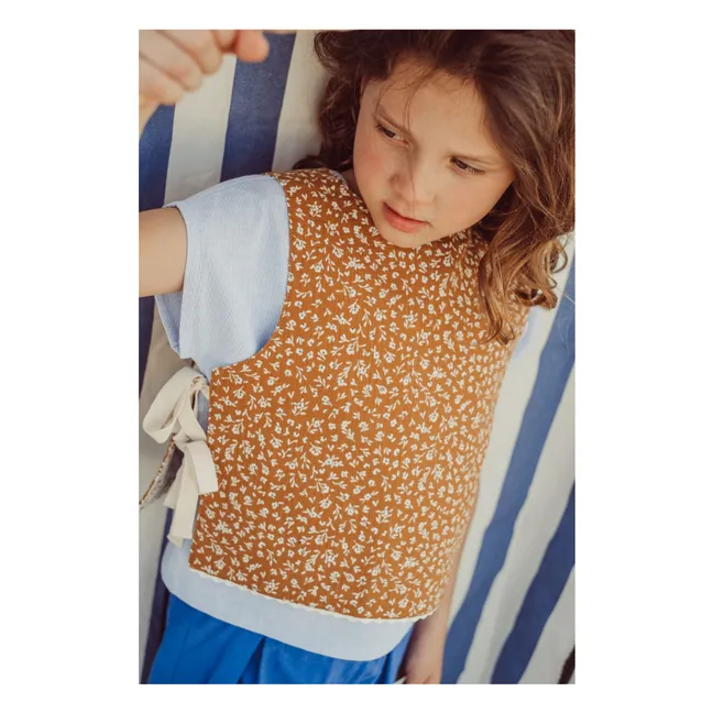 Veste Sans Manches Réversible Louise Coton Bio | Caramel