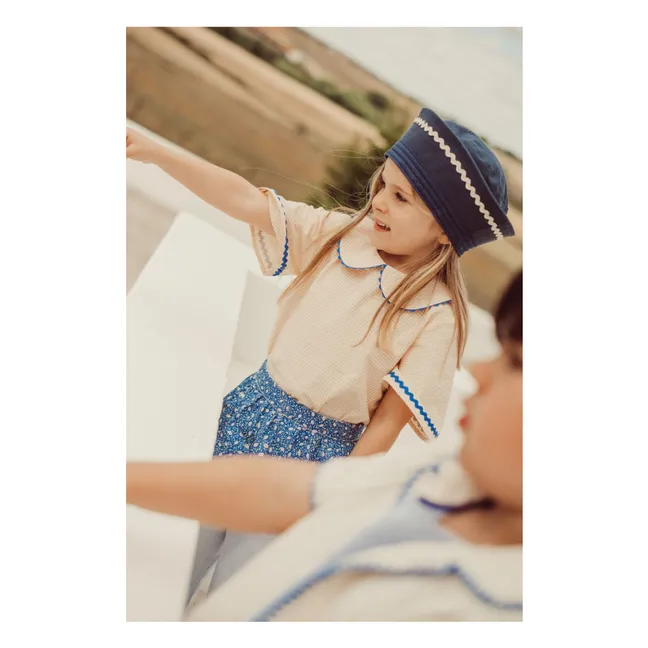 Florbela Carreaux Blusa Bordada con Cuello Claudine | Amarillo palo