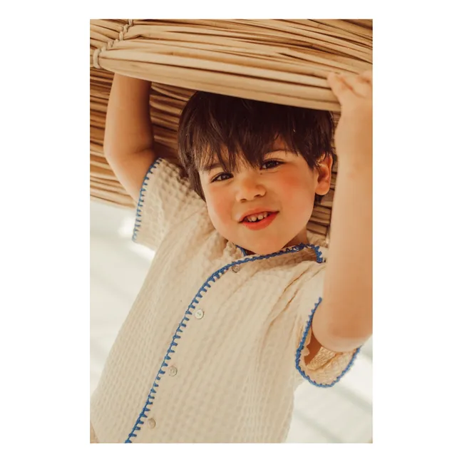 Camisa bordada Alvaro Waffle | Crudo