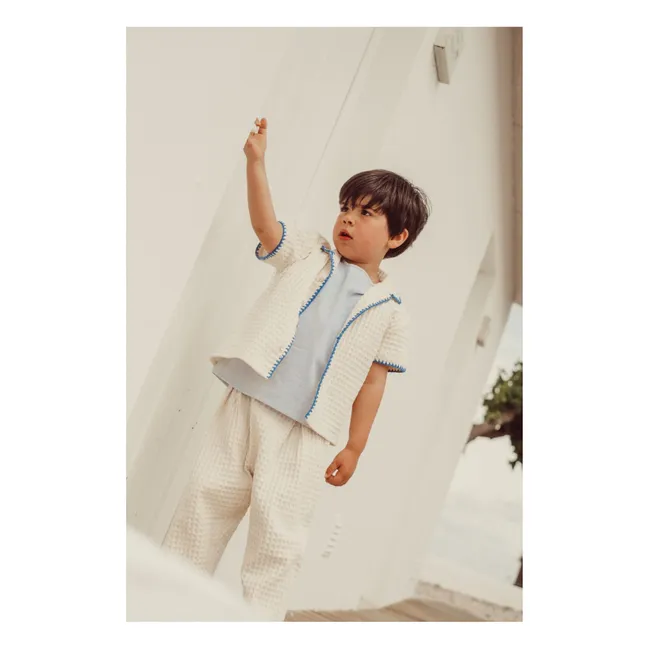 Camisa bordada Alvaro Waffle | Crudo