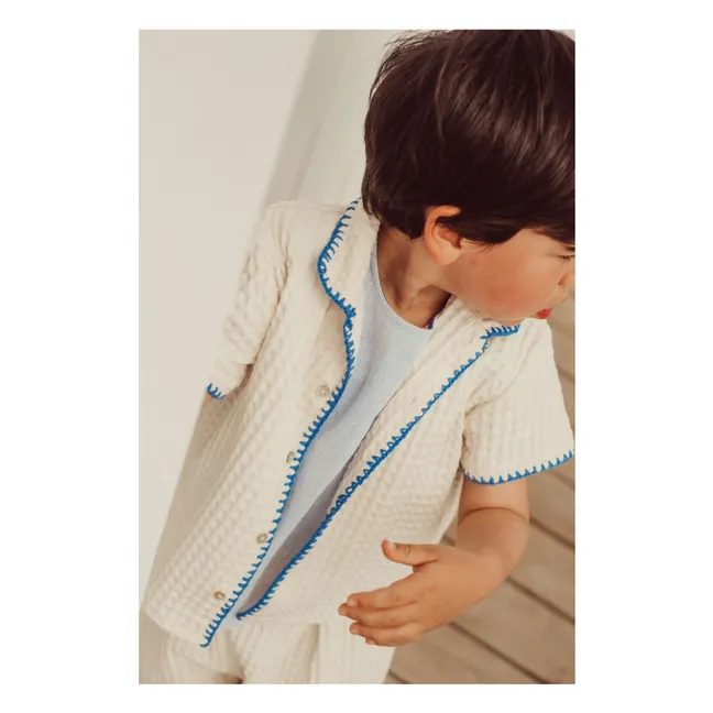 Camisa bordada Alvaro Waffle | Crudo
