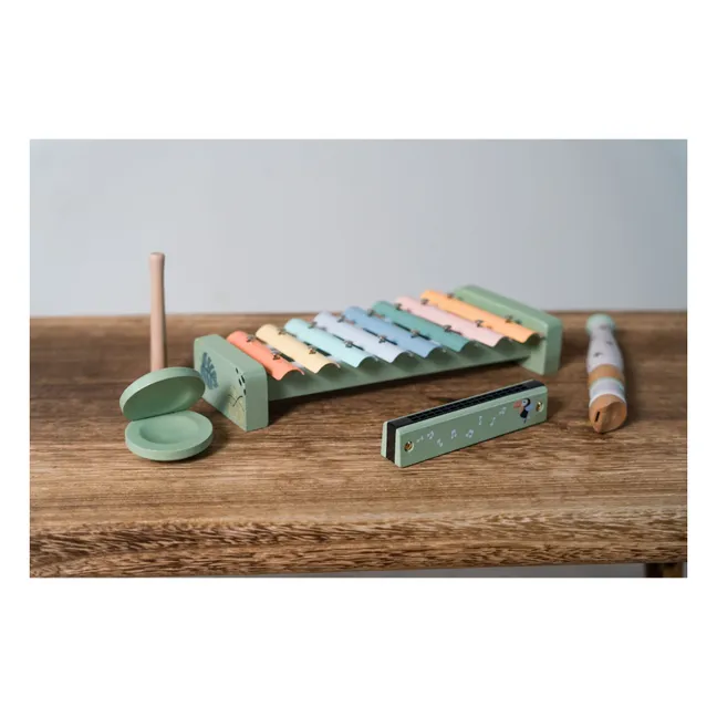 Instrumentos musicales de madera FSC - Juego de 4 | Verde