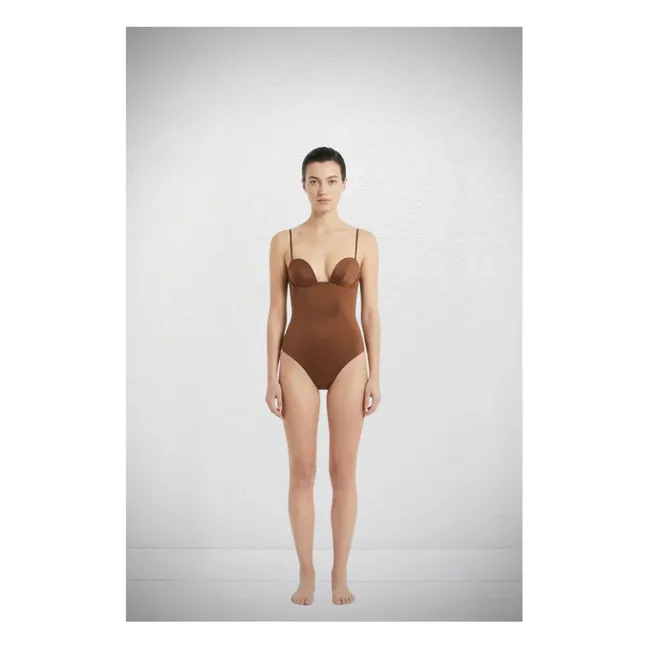 Vanessa Sposi X Laura Brown : Einteiliger Badeanzug Le Balconette | Schokoladenbraun