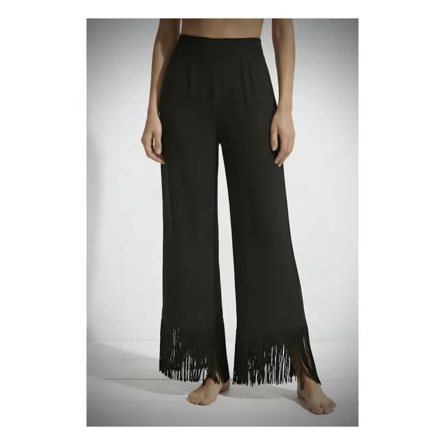 Pantalones con flecos Lino | Negro