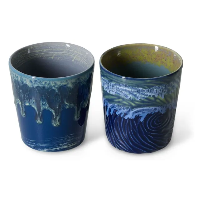 Van Gogh Starry Night ceramic coffee cups | Midnight blue