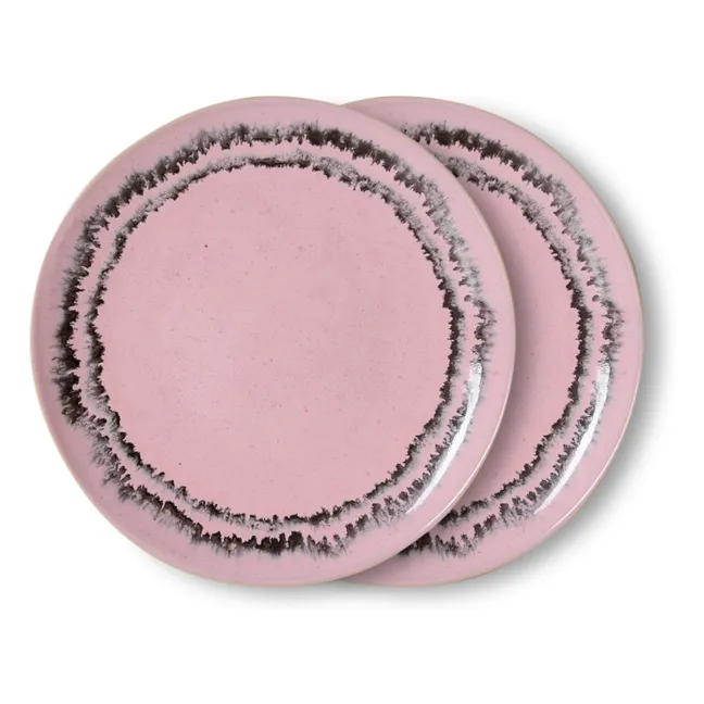 Dessertteller aus Keramik Bubble - 2er-Set | Rosa