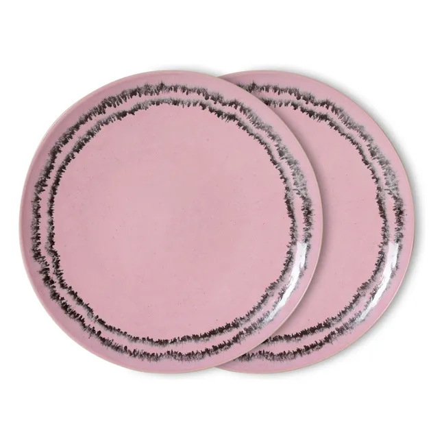 Bubble ceramic dinner plates - Set of 2 | Pink