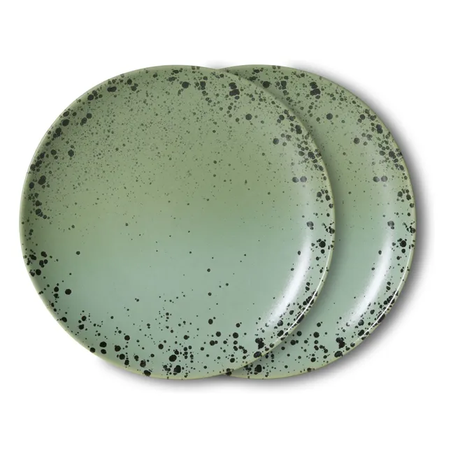 Platos de postre de cerámica Fleck - Lote de 2 | Verde Pálido