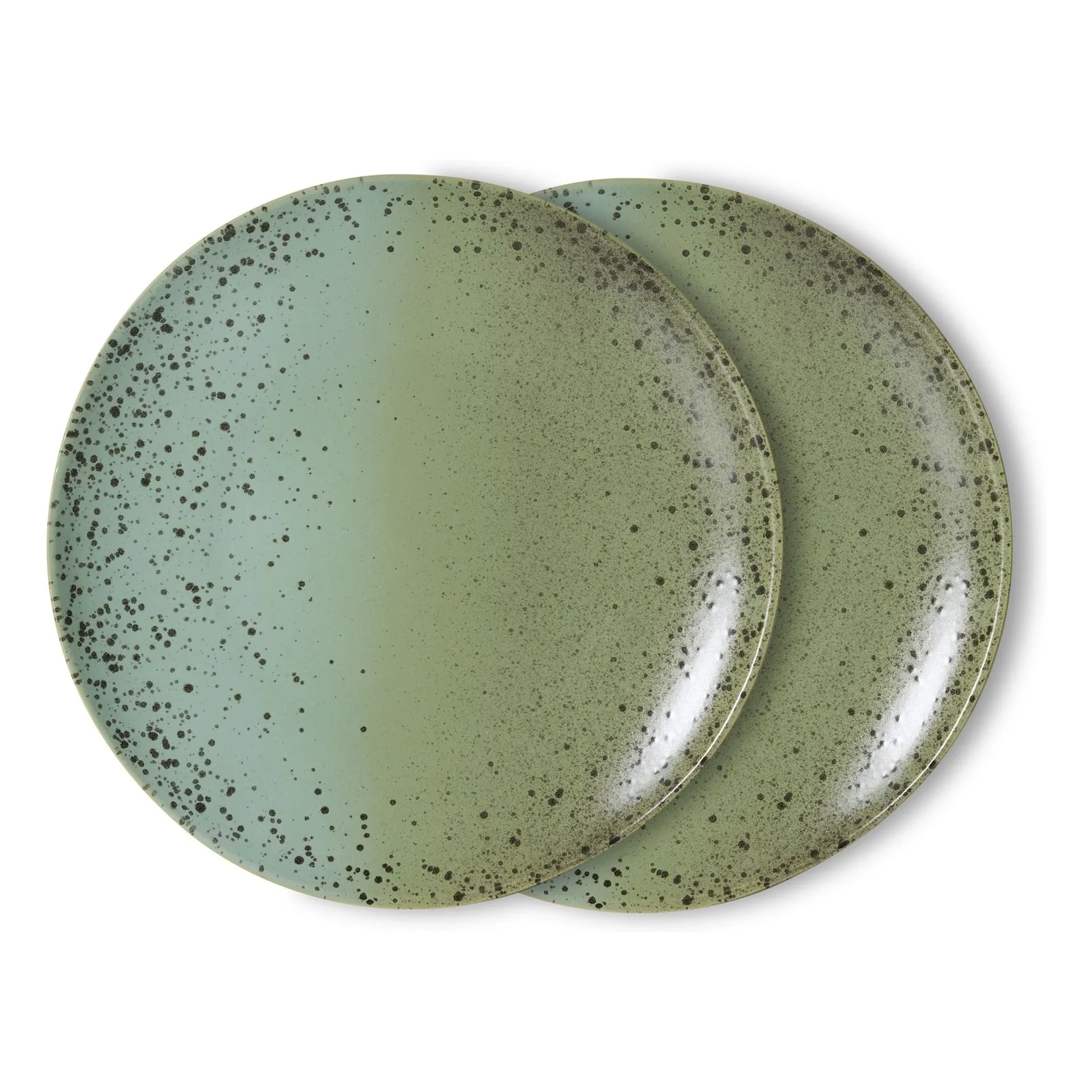Fleck ceramic dinner plates - Set of 2 | Pale green- Product image n°0