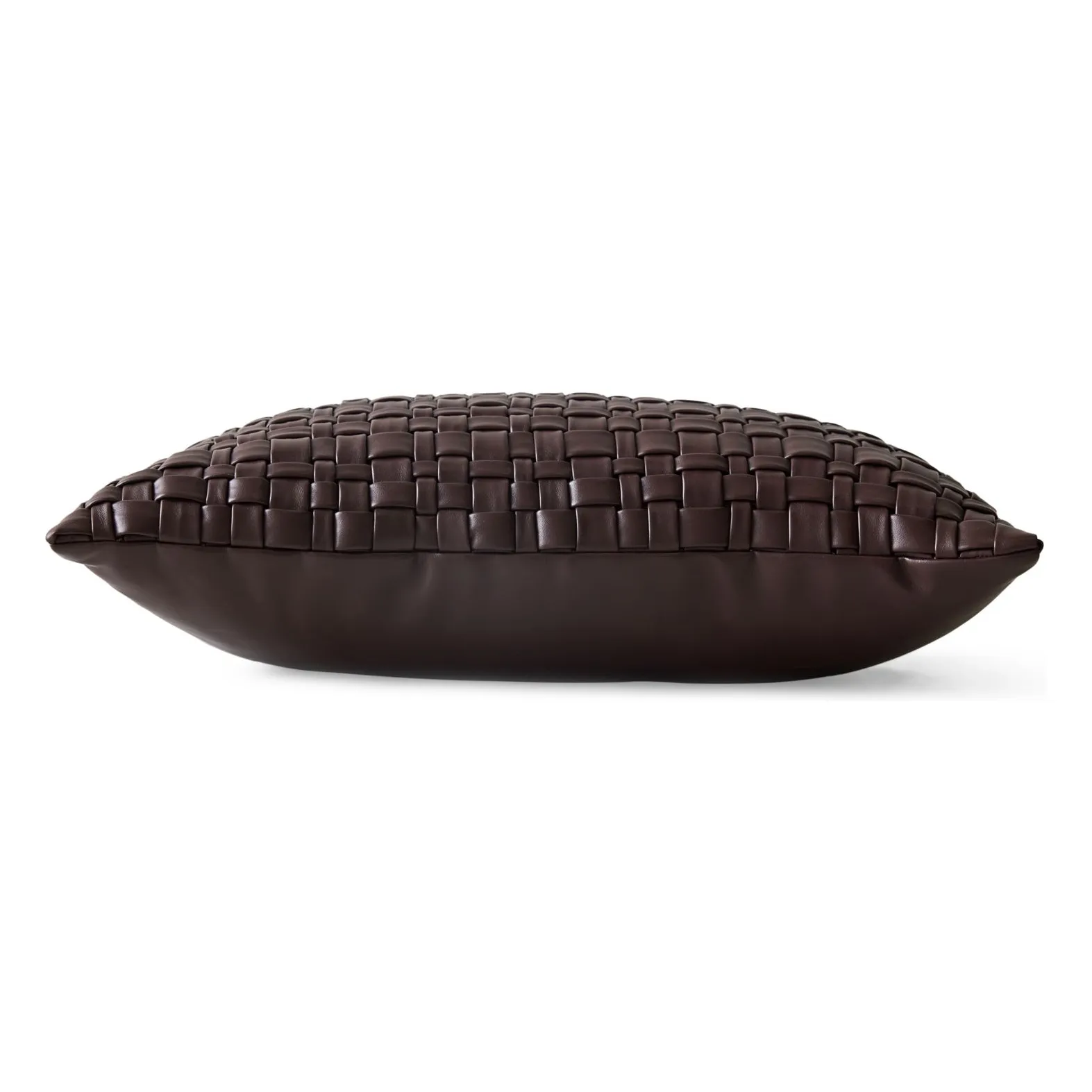 Coussin tressé en cuir vegan | Chocolat- Image produit n°1