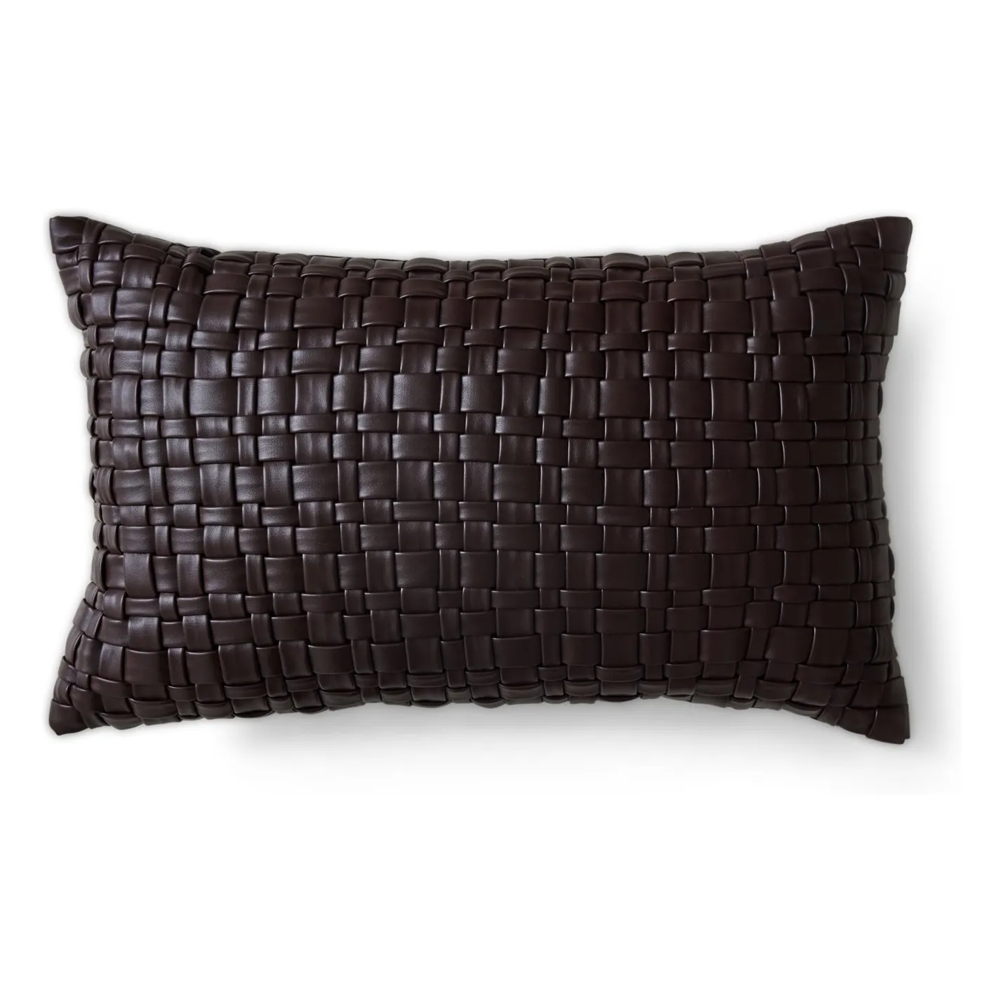 Coussin tressé en cuir vegan | Chocolat- Image produit n°0
