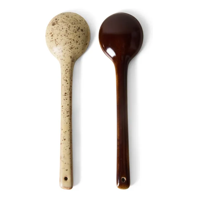 Couverts de service en céramique Hills - Set de 2 | Beige