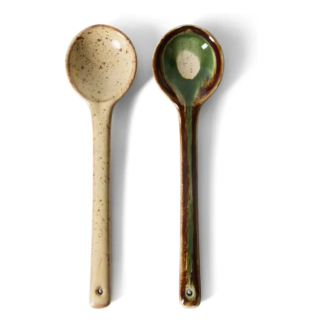 Hills ceramic flatware - Set of 2 | Beige