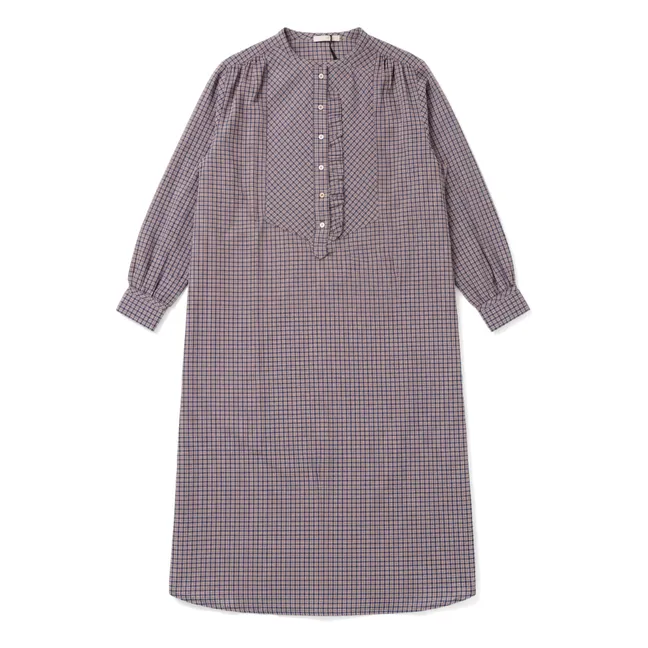 Sally Cotton Check Dress | Purple