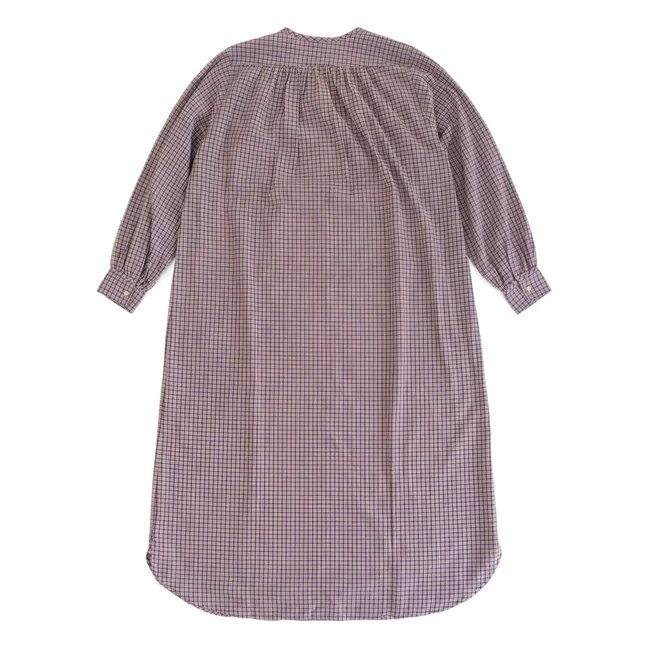Sally Cotton Check Dress | Purple