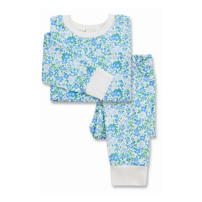 Pijama floral de algodón ecológico | Azul