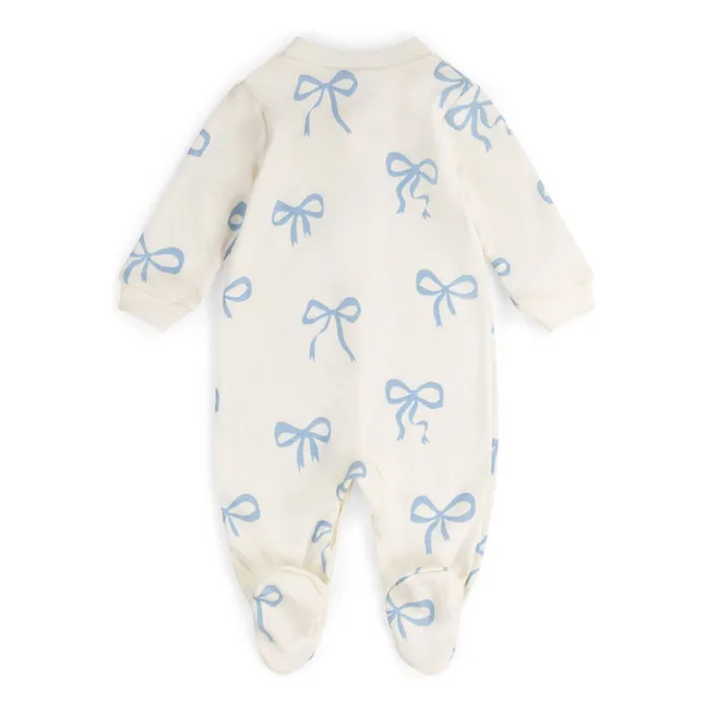 Pyjama avec pieds Nœuds Coton Bio | Ecru