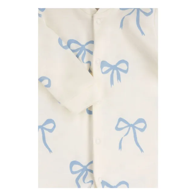 Pyjama avec pieds Nœuds Coton Bio | Ecru