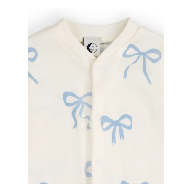 Pyjama avec pieds Nœuds Coton Bio | Ecru