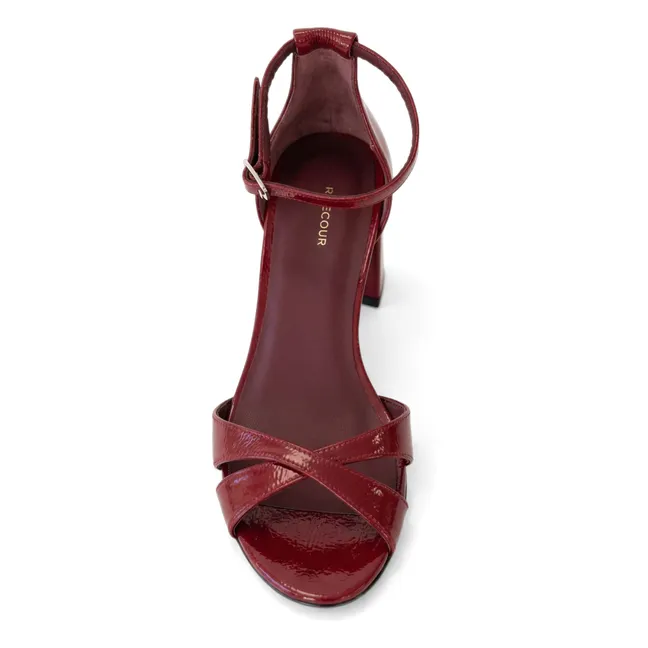 Sandales n°595 Cuir Vernis | Rouge cerise