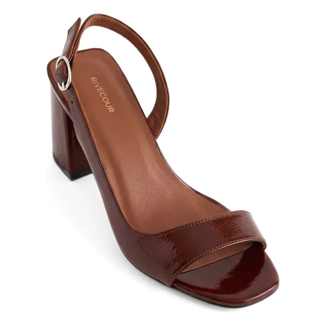 Sandales n°674 Cuir Vernis | Cognac