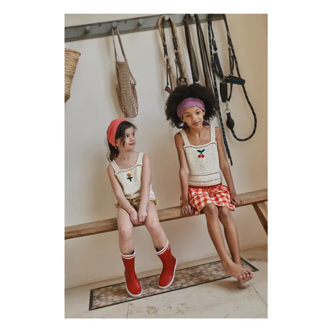 Falda Bordada Tejas de Algodón Ecológico | Rojo