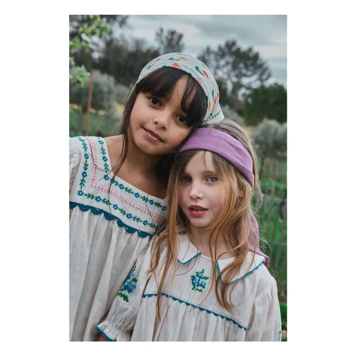 Vestido con cuello Peter Pan bordado | Crema- Imagen del producto n°1
