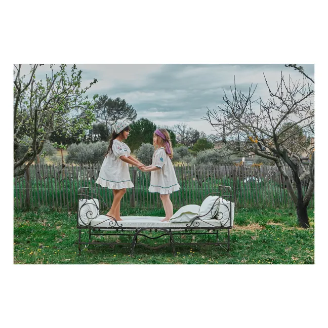 Robe Col Claudine Brodée | Crème