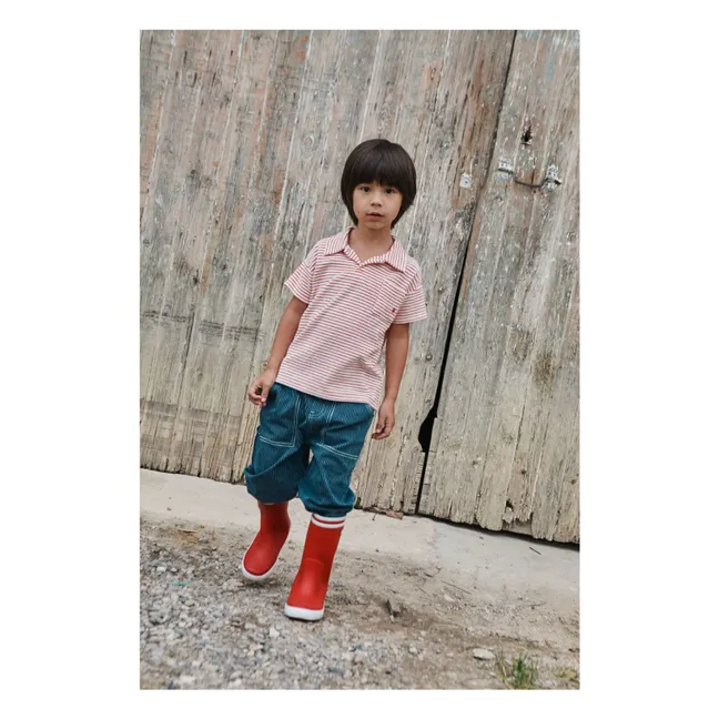 Polo a rayas de algodón orgánico | Rojo