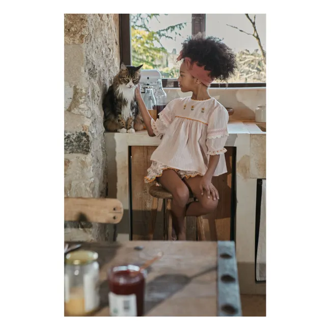 Short Volants Fleuri Coton Bio | Rose pâle