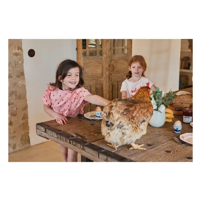 Camiseta de manga abullonada de algodón orgánico Strawberry | Rosa