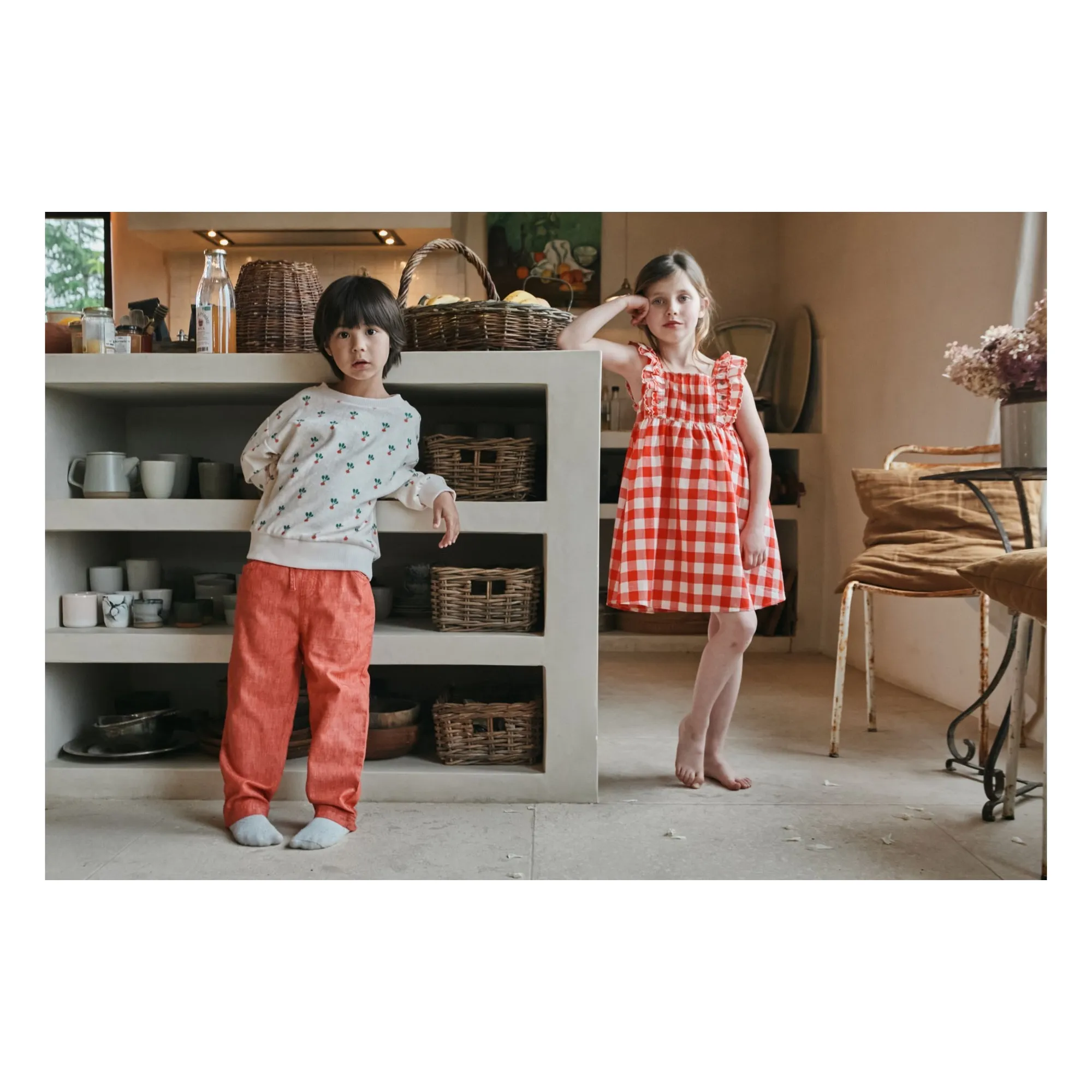 Robe Brodée Carreaux Coton Bio | Rouge- Image produit n°5