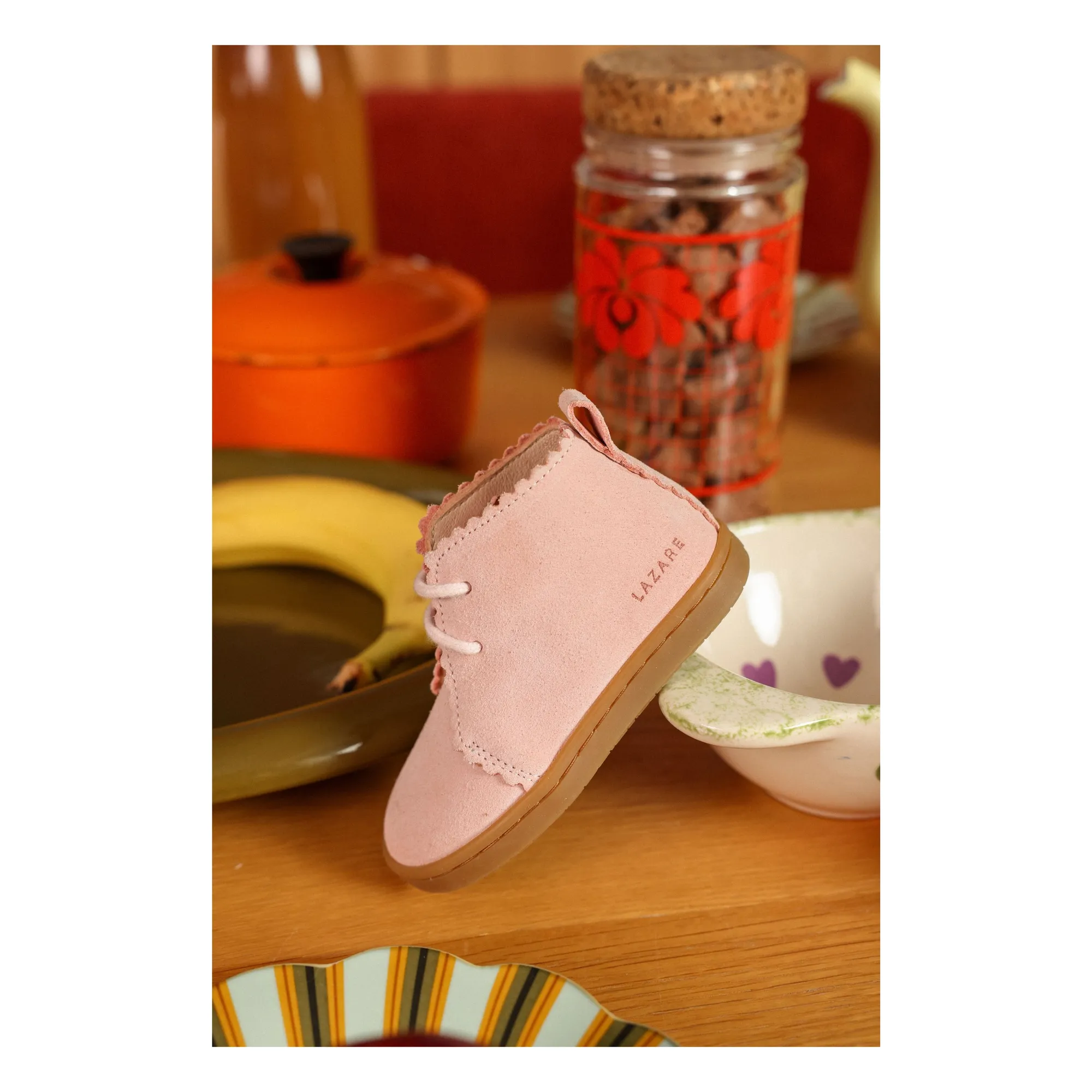 Baskets Lacets Feston Raoul Suede | Rose poudré- Image produit n°1