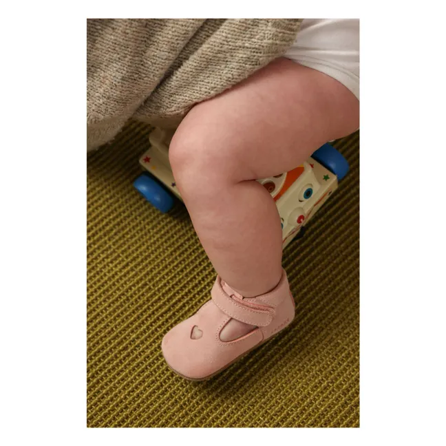 Chaussons Scratchs Solveig Cœur Suede | Rose poudré