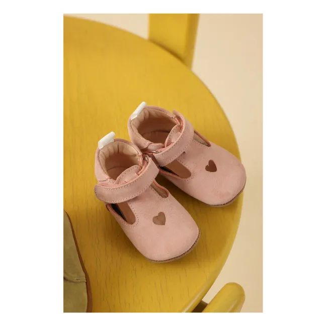 Rasca Zapatillas Solveig Corazón Gamuza | Rosa empolvado
