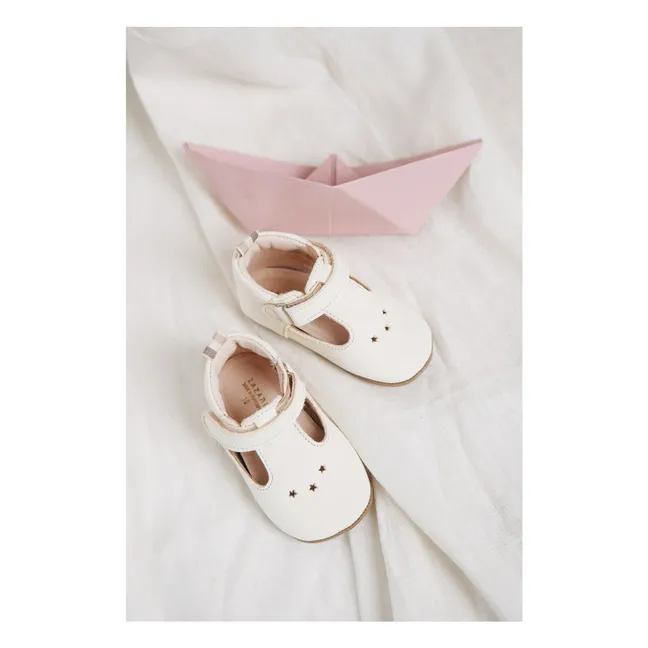 Chaussons Scratchs César Etoiles | Blanc cassé