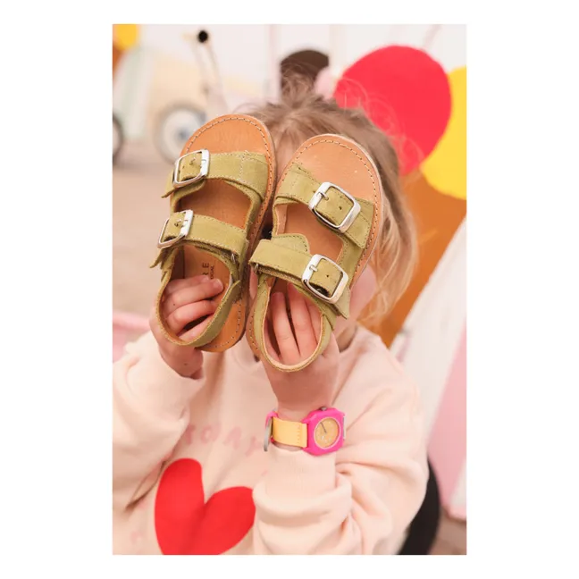 Sandalias de ante Gisèle | Verde Almendra