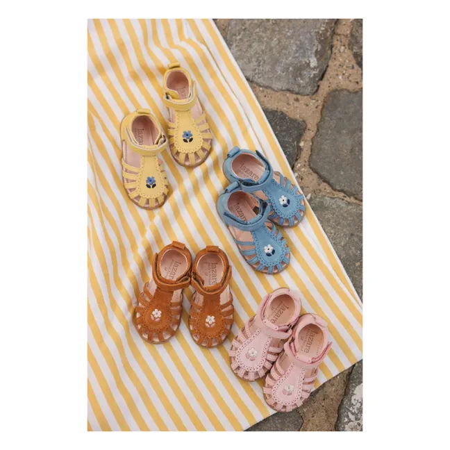 Sandalias bordadas con flores Colette | Amarillo palo