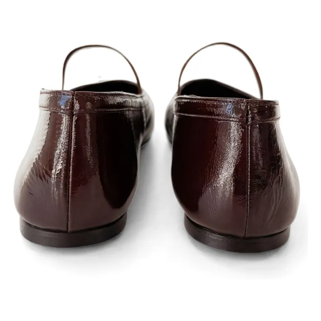 Ballerines n°136 Cuir Vernis | Chocolat