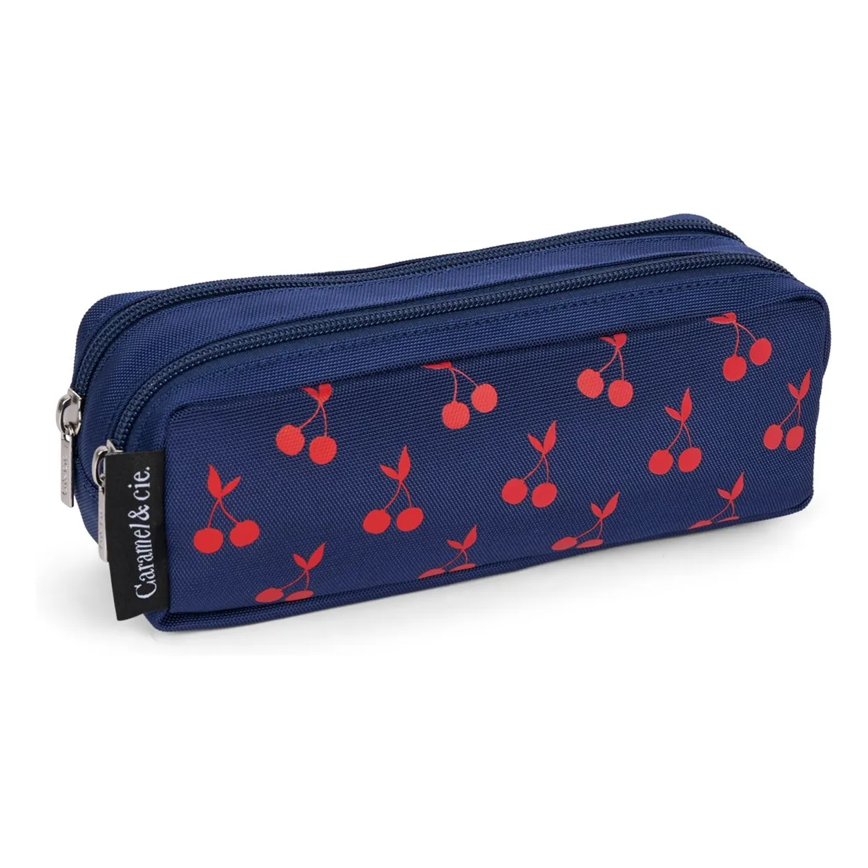 Caramel & Cie Navy Blue Velvet Cherries Double Case