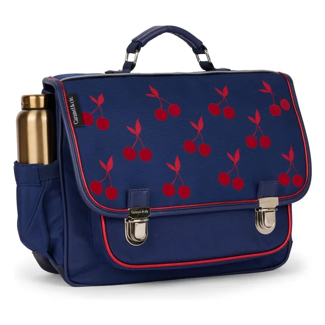Cartera de terciopelo Cerezas | Azul Marino
