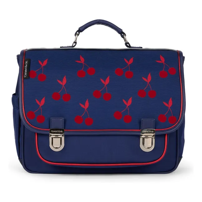 Cartera de terciopelo Cerezas | Azul Marino