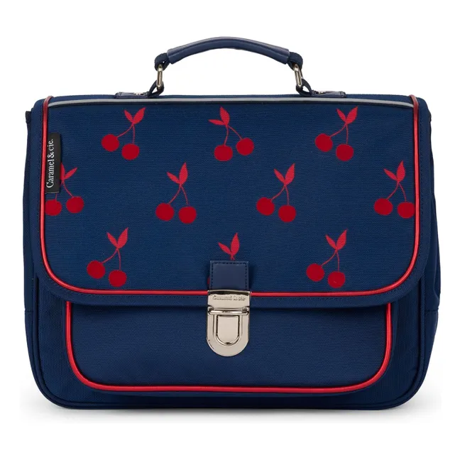 Petit Cartable Velvet Cherries | Bleu marine
