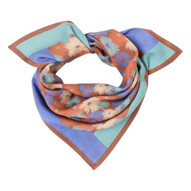 Petit Foulard Lalavido Fleuri Satin | Bleu