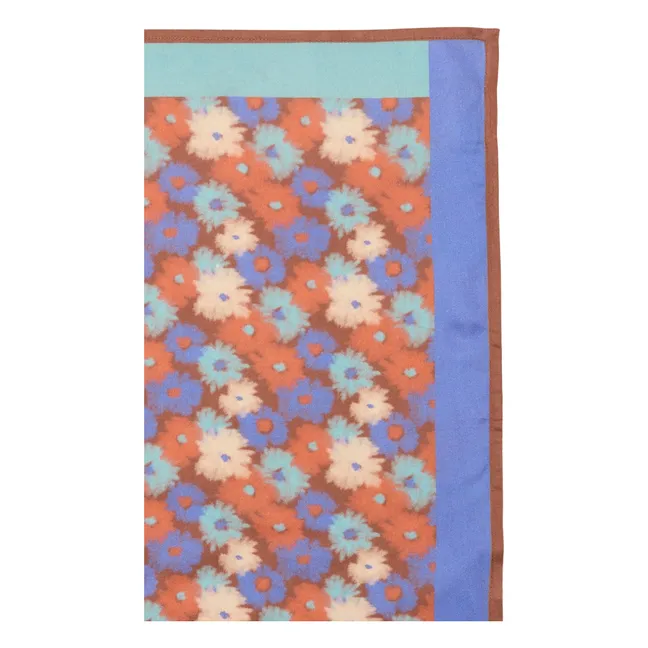 Petit Foulard Lalavido Fleuri Satin | Bleu